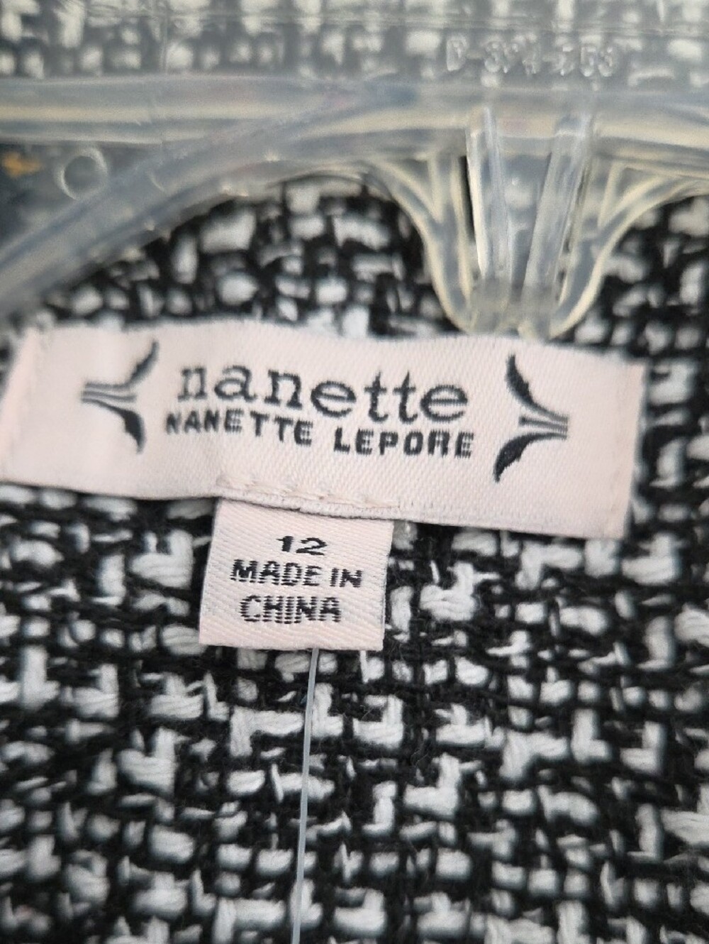 Nanette Lepore Black and White Tweed Double-Breasted Blazer - Picture 7 of 7